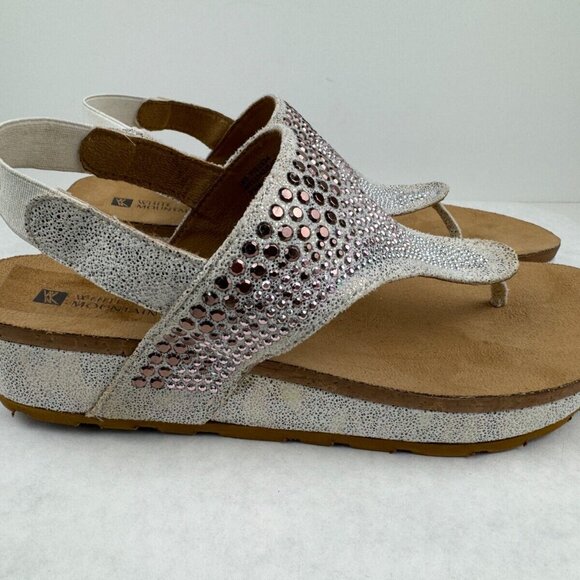 White Mountain Womens Safari White Slingback Sandals Embellished Size 8.5M - Picture 3 of 14